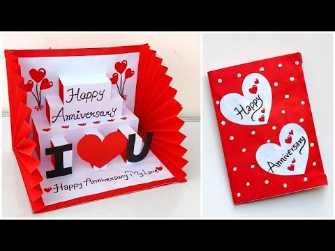 DIY Anniversary pop up card 2024  Anniversary greeting card for mom and dad  Anniversary card