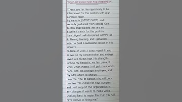 SELF-INTRODUCTION FOR JOB INTERVIEWS! (How to INTRODUCE YOURSELF in a Job Interview!) #shorts