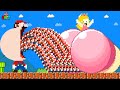 Super mario bros but mario and 999 tiny mario turns peach ideal butt  game animation