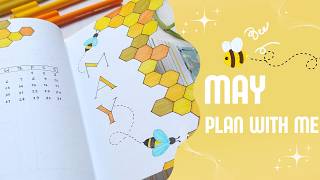 🐝🍃Honey bee theme bullet journal setup || plan with me