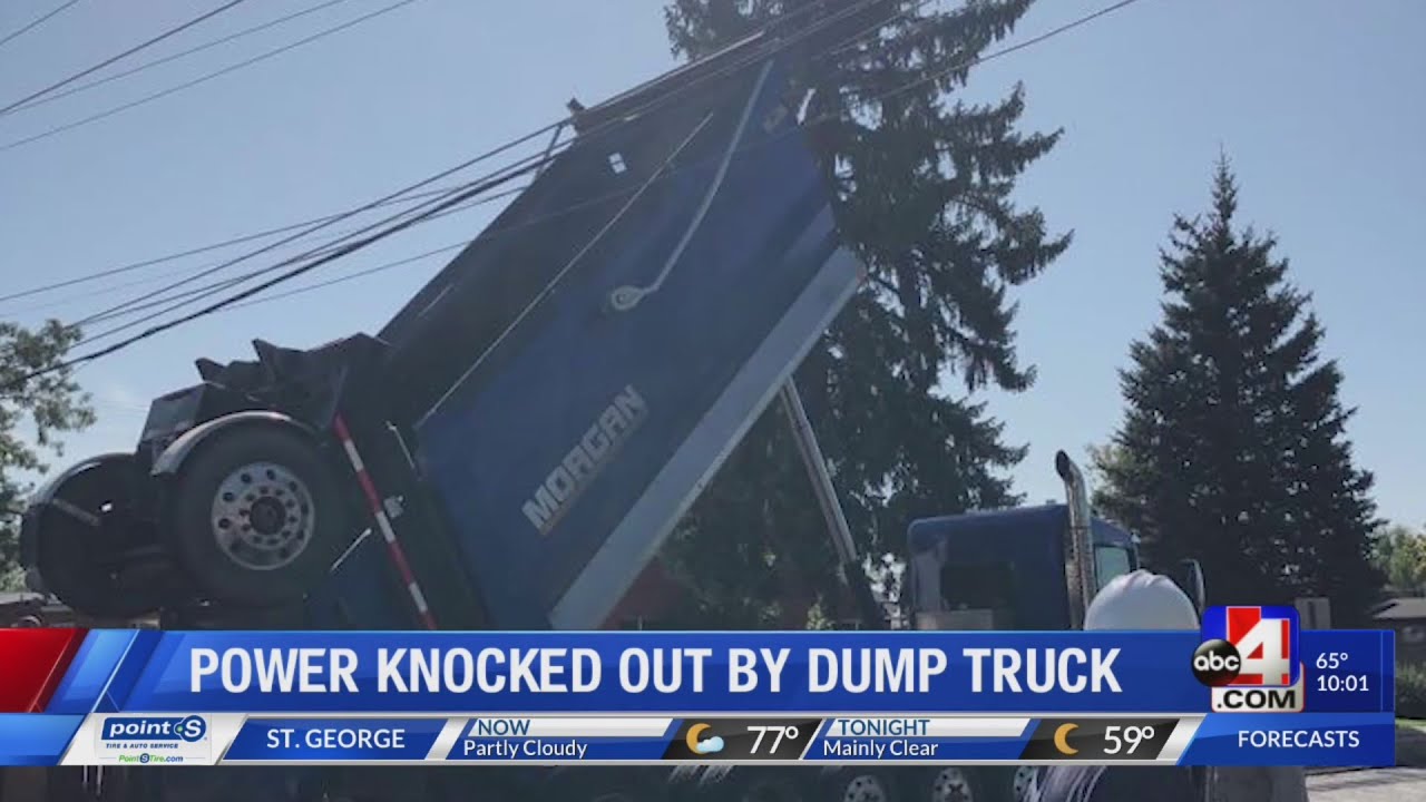 Dump truck takes out power in Provo neighborhood - YouTube