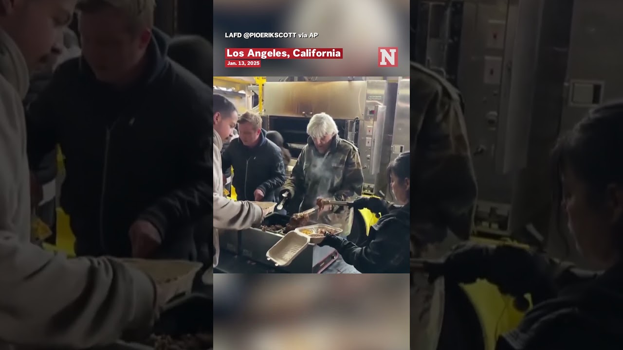 Jay Leno Spotted Serving Food To Los Angeles Firefighters
