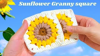 Móc hình vuông hoạ tiết hoa hướng dương - Móc len đơn giản - Crochet sunflower granny square