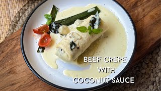 Beef crepe roll with coconut sauce | Beef snack | fusion Kerala menu | Shabosphere