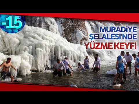 Eksi 15 Derecede Muradiye Şelalesi’nde Yüzme Keyfi