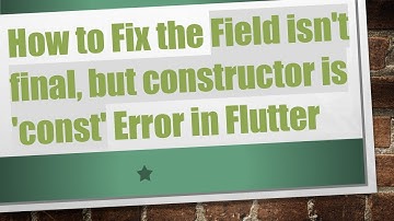 How to Fix the Field isn