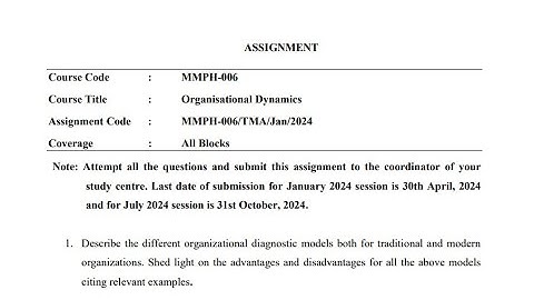 IGNOU MMPH - 006 Solved Assignment Jan 2024 | July 2024 MBA | Organizational Dynamics
