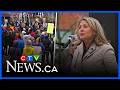 Hundreds rally against for-profit healthcare in Waterloo, Ont.
