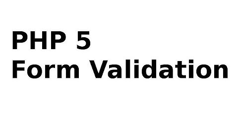 PHP 5 Form Validation