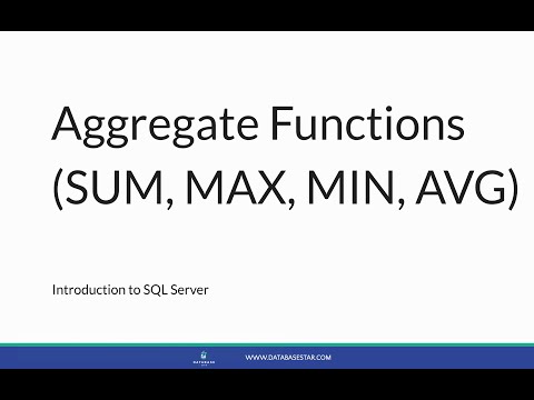 Introduction to SQL Server - Aggregate Functions (SUM, MAX, MIN, AVG) - Lesson 30
