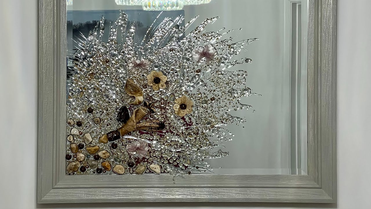 “Shiny Fantasy” 3D Epoxy Resin Artwork on the Mirror by Yelena Giamber