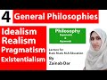 4 general philosophies idealism realism main concept in urduhindi