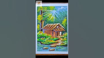 easy home landscape painting with water colour || #art #trending #tutorial #shortsfeed #youtube