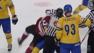 Erik Karlsson fights Koba Jass [ IIHF 2012 ]