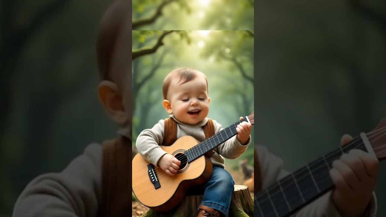 cute baby playing guitar and singing😱