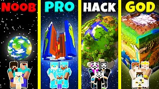 Minecraft Battle: NOOB vs PRO vs HACKER vs GOD: INSIDE EARTH BASE HOUSE BUILD CHALLENGE / Animation