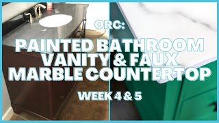 How To Paint A Bathroom Vanity Cabinet and Faux Marble Countertop