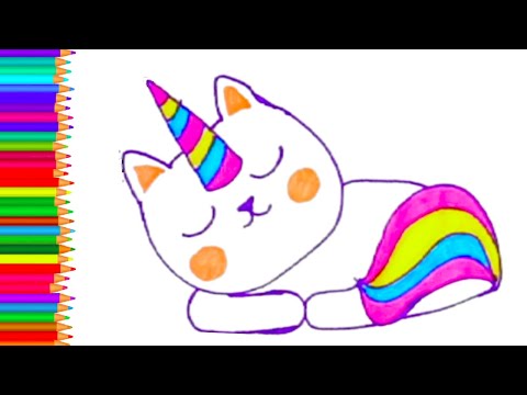 🚀Como desenhar um gato unicórnio 🚂desenho kawaii fácil passo a passo gato-unicórnio  fofo [caticorn] 