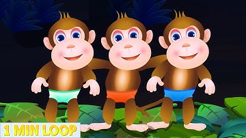 [1 MIN LOOP] Five Little Monkeys Fun Remix🎶 3D Animated Baby Song for Nursery Rhyme @MonkeyRhymesHub
