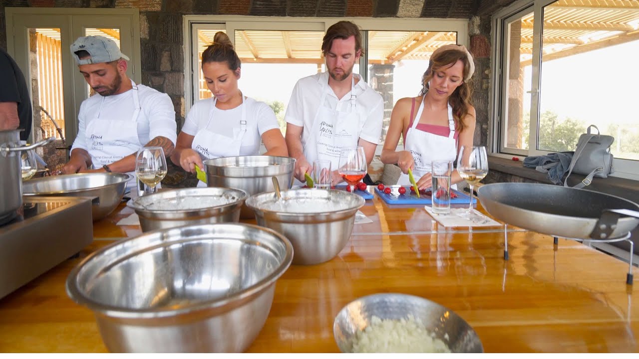 Santorini Cooking Class and Wine Tasting Tour - YouTube