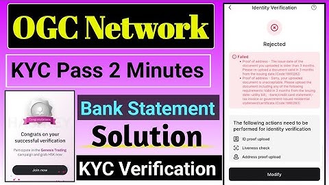 OGC Network KYC Reject Solution|| OGC Network Bank Statement solution|| OGC KYC Verification