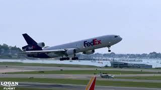 FedEx MD-11F (N607FE) Taking Off from Runway 22R at Boston Logan to Memphis