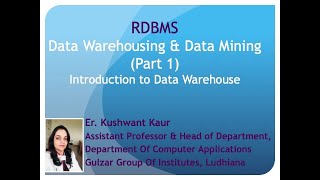 Data Warehosuing and Data Mining (Part 1)