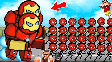 SHINCHAN NOOB vs PRO vs HACKER in HERO WAR SUPER STICKMAN with FRANKLIN & CHOP | DREAM SQUAD