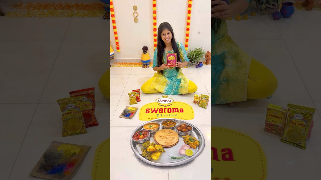Where colours meet flavours.. my Diwali thali rangoli for Swaroma Masale! 🌶️🎨✨| 3d rangoli 