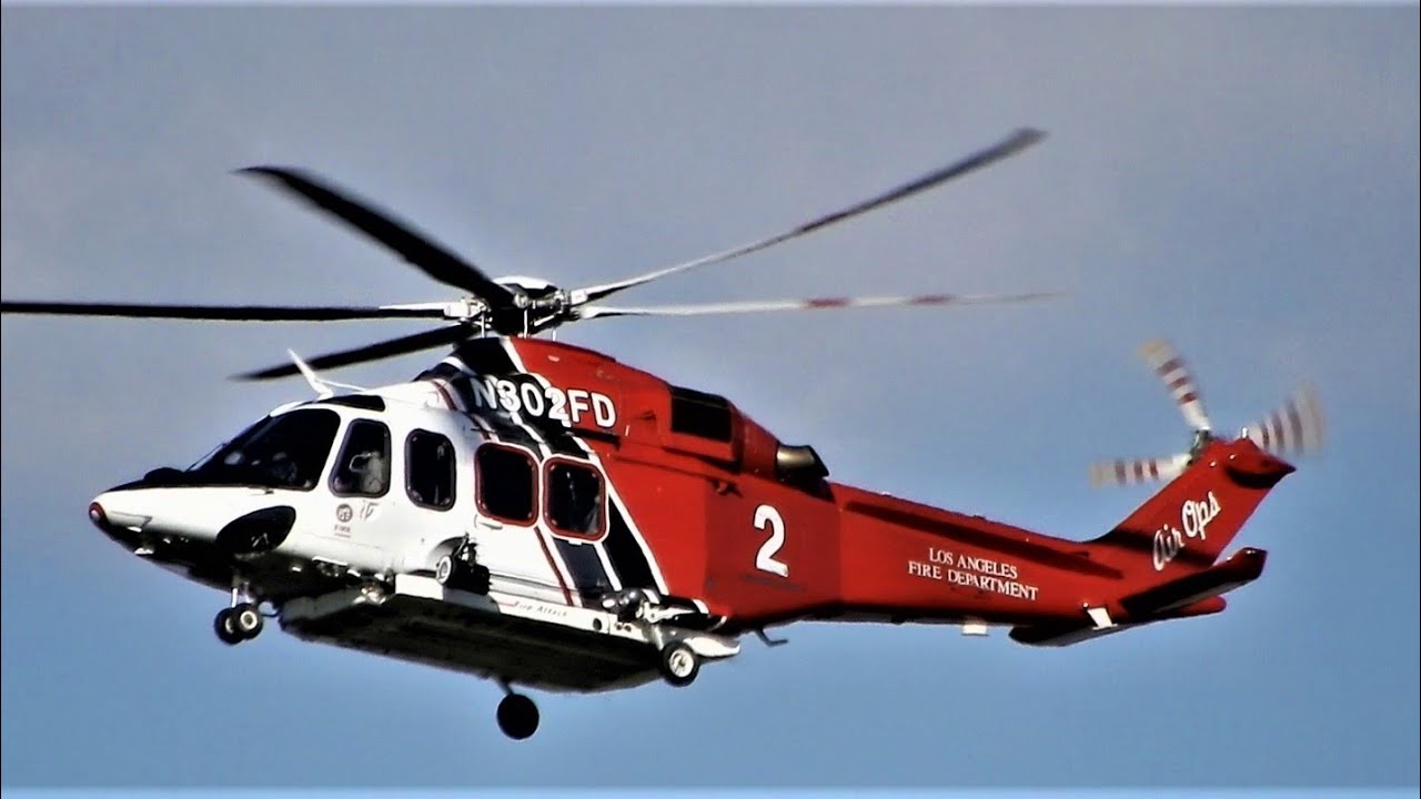 AW139 LAFD Helicopters In Action - AgustaWestland Leonardo Hansen Dam Brush  Fire - YouTube