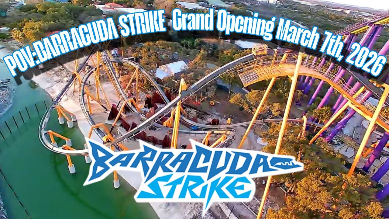 Barracuda Strike Front Row (POV) SeaWorld San Antonio Newest Coaster 🎢