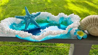 #1119 Incredible 'Foam' Effect In This Ocean Wave Resin Sculptured Bowl