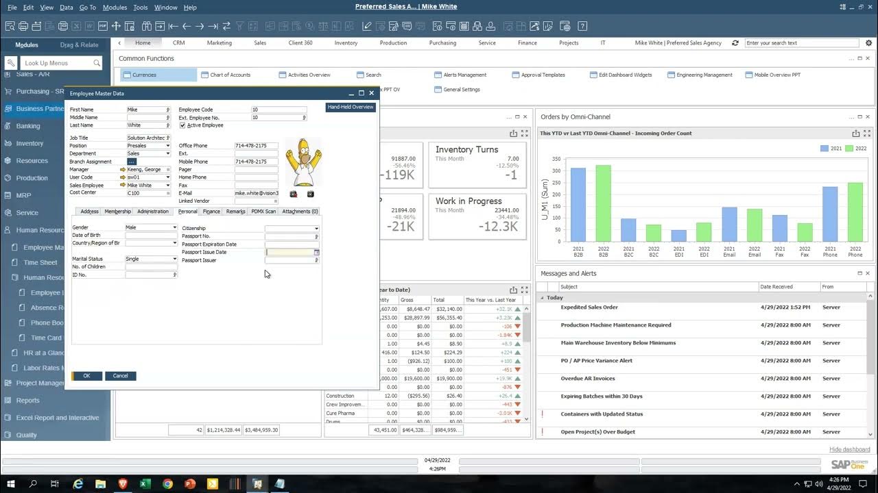 SAP Business One core Human Resources Module Demonstration YouTube