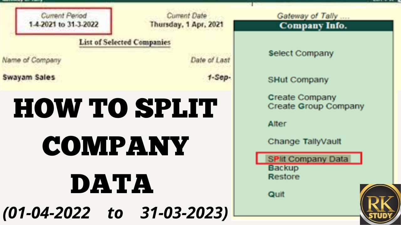 How To Split Tally ERP 9 Data Step By Step 2022 Split Company Data 