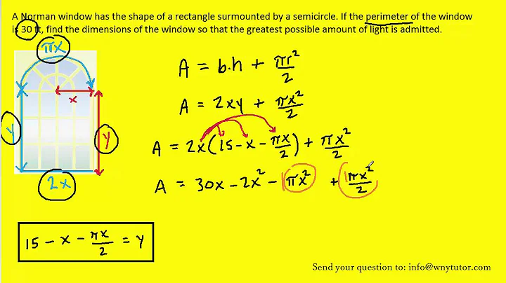 A Norman window has the shape of a rectangle surmounted by a semicircle. If the perimeter of the win