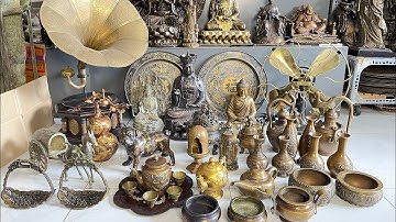 19/12/23 Máy hát loa bông bí, bình hoa, bát hương đồng xưa cũ #đồđồnglênguyệt #đồxưa #đồcổ