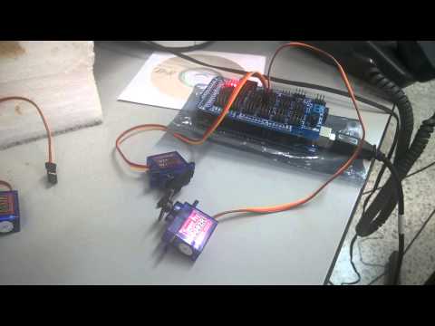 Arduino Mega Sensor shield and Servos test