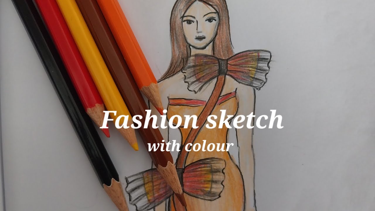 Make a.fashion sketch..with pencil colour..#trending #drawing #art #dress #fashionsketch 