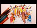 رسم فرح شعبي رسم مظاهر الاحتفال بالافراح رسم عريس وعروسة Draw Wedding 