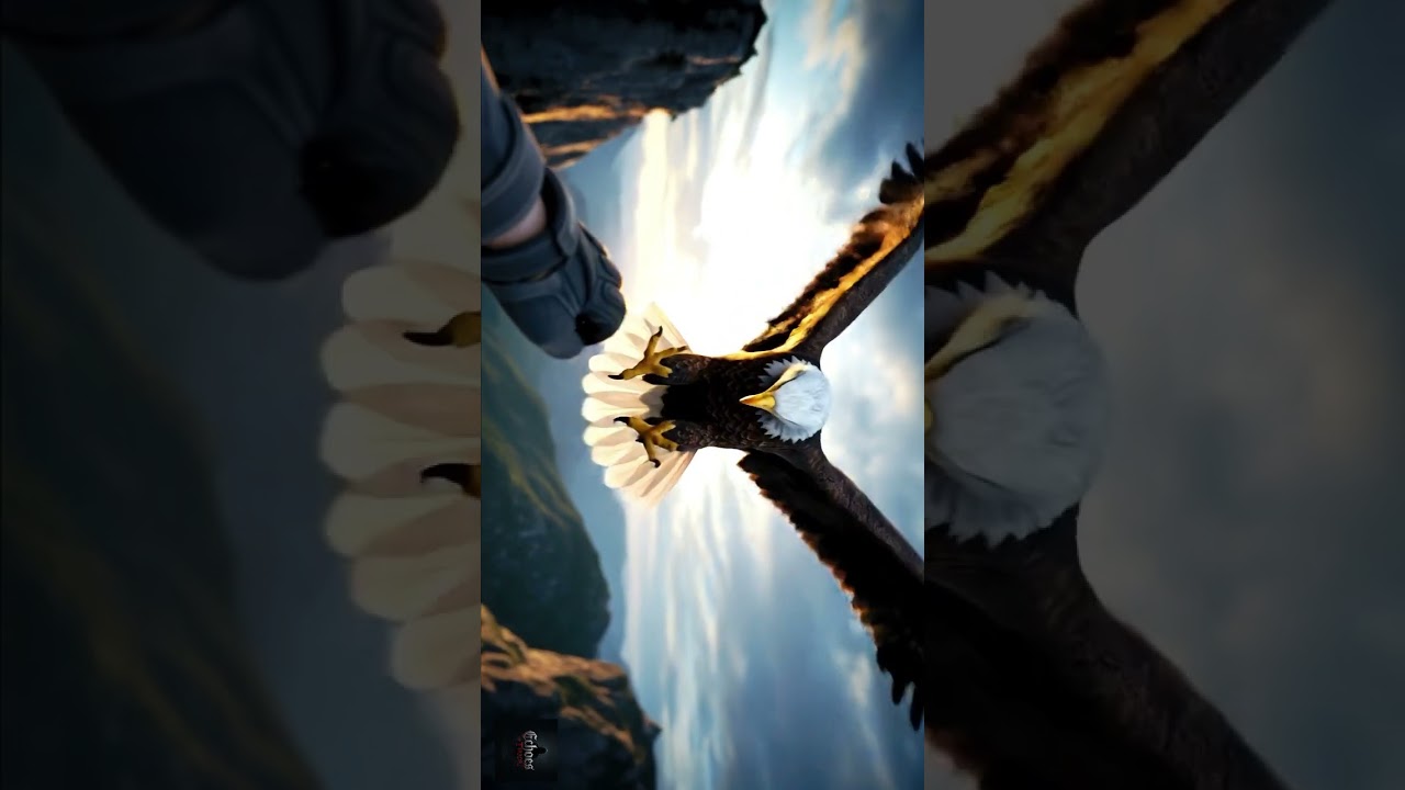 Cliffside Survival | Bald Eagle Strikes in Storm – Hyperreal POV