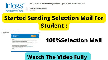 Infosys selection mail for students | apply for students |✨|WATCH THE VIDEO FULLY |😊JOBS IN INDIA