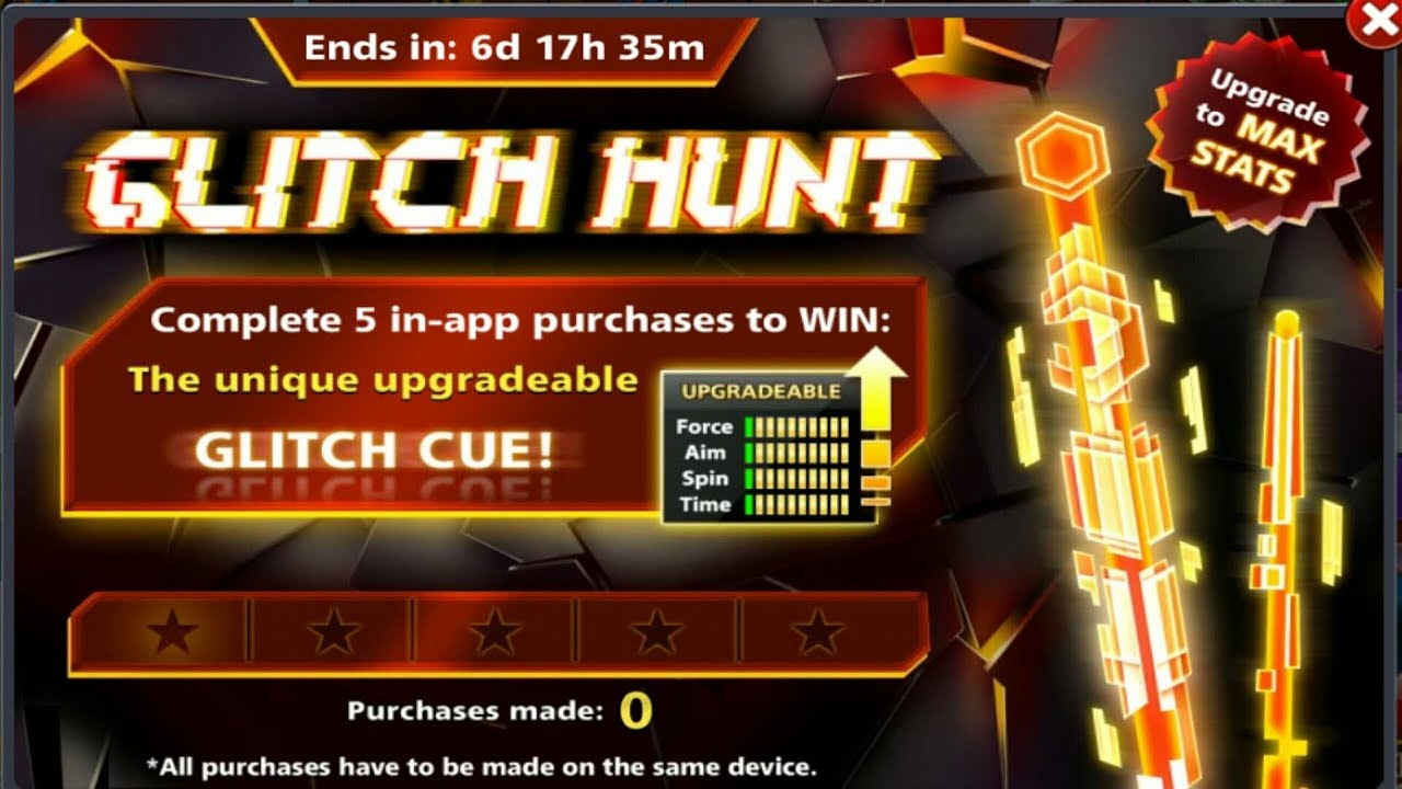 FREE GLITCH CUE REWARD WITH MAX LEVEL IN 8 BALL POOL  FROM MINICLIP