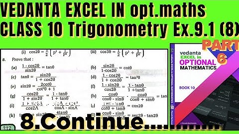 Vedanta Excel in Optional Mathematics class 10| trigonometry Ex.9.1 Q.no.8 continue 