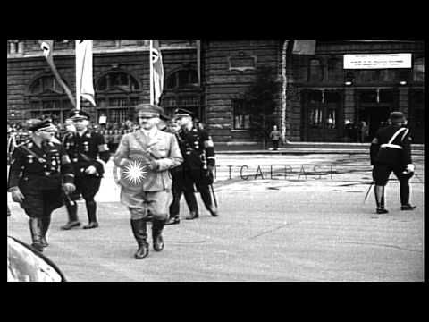 Hitler Given City-Wide Welcome In Nuremberg As He Arrives For The Nazi Pary Congr...Hd Stock Footage