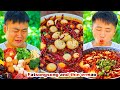 Mukbang  braised pork  beef hotpot  spicy eggs  prickly pear  fatsongsong and thinermao