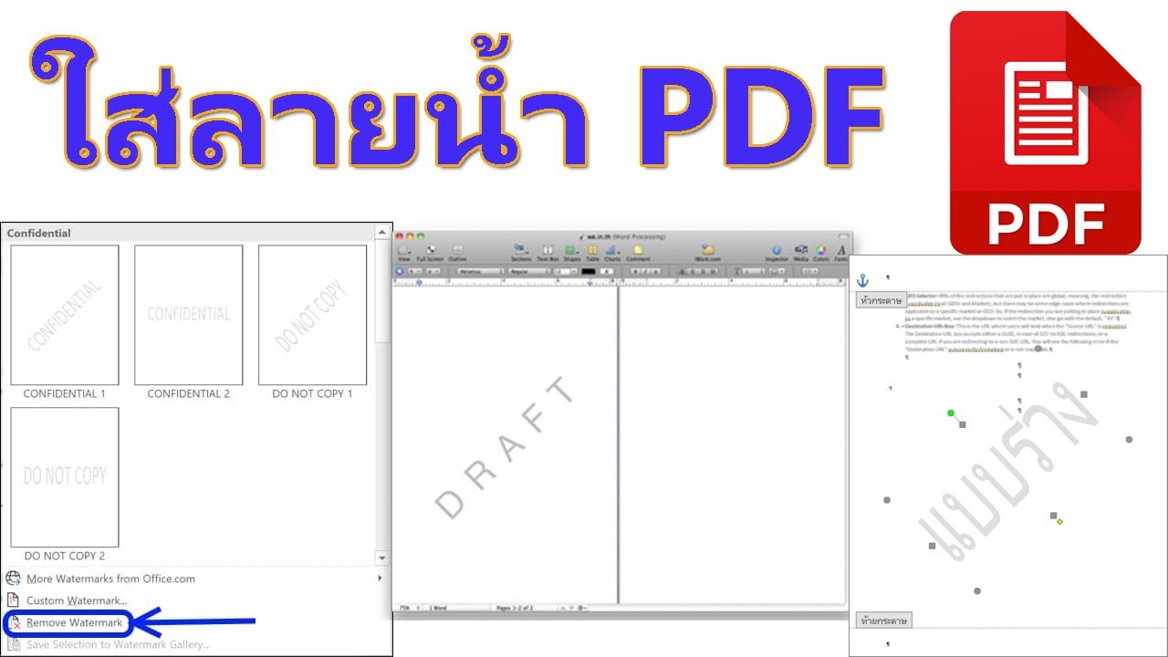 วิธีใส่ลายน้ำและลบลายน้ำ PDF