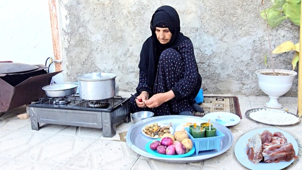 Village life in Iran: Cooking traditional lamb Abgousht | village cooking vlog | ILAM