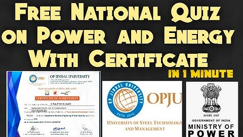 Free National Level Quiz on Power and Energy with certificate in 1 Minute|free verified certificate