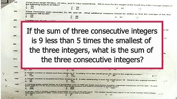 sum of three consecutive integers is 9 less than 5 times the smallest of the three integers...