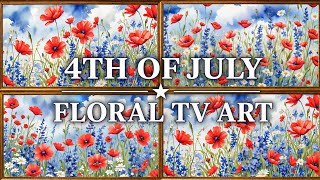 4th of July Ambience 🇺🇸 Patriotic Watercolor Wildflowers | American Summer TV Art Screensaver  screenshot 2